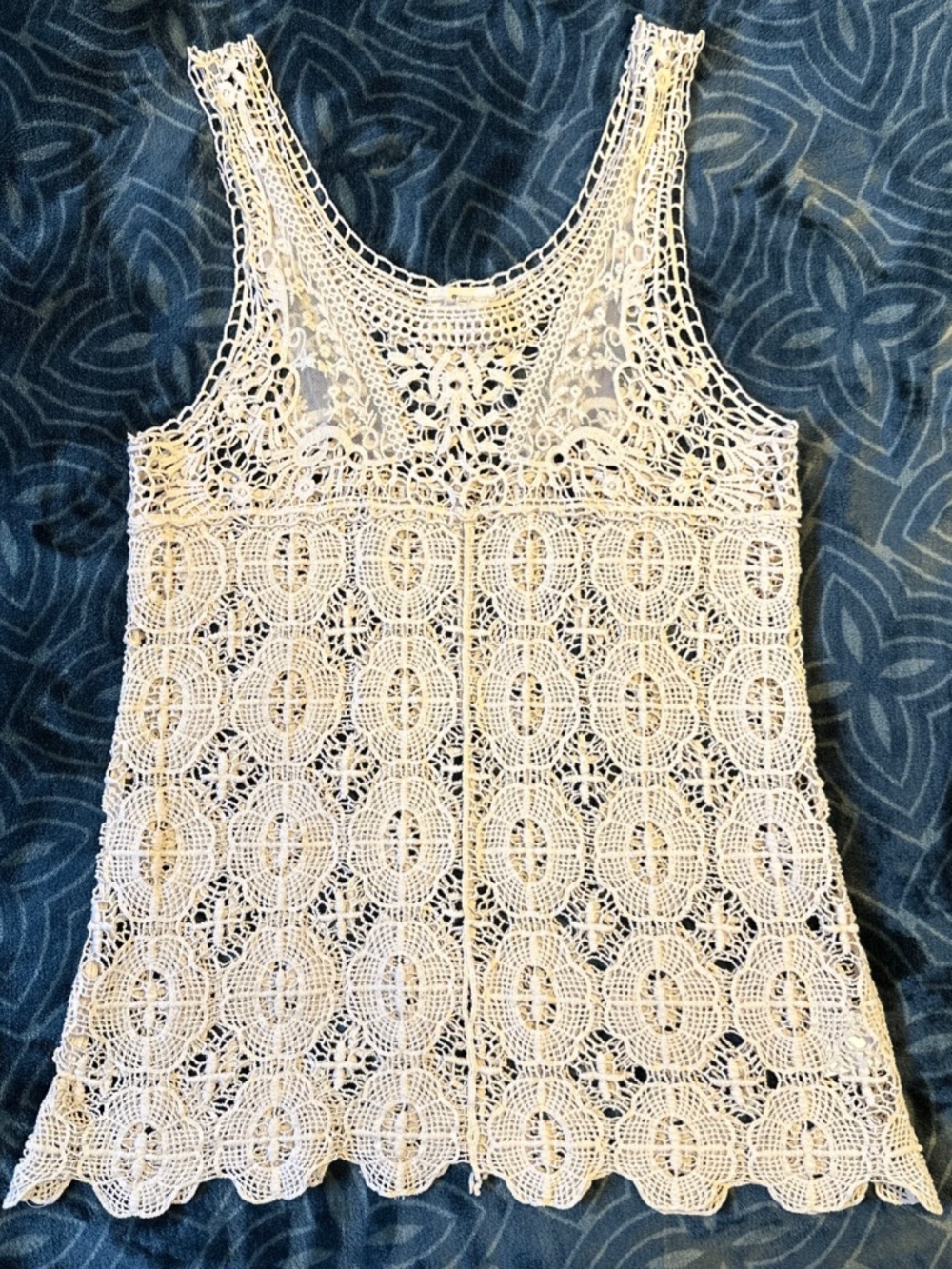 Anthropologie Crochet Lace Tank Top Pins & Needles Cream Medium Boho Hippie UO